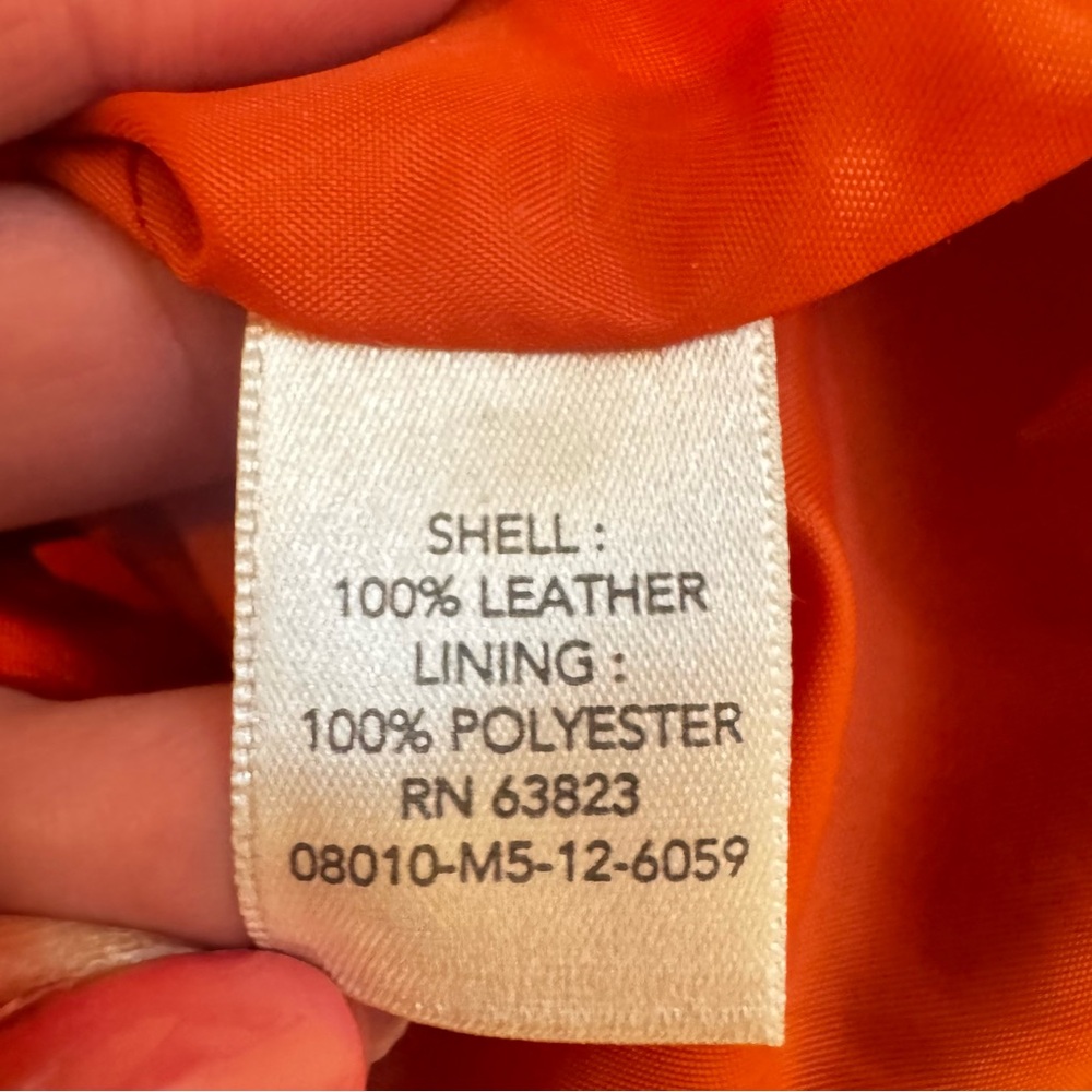 Christopher & Banks 100% Suede Leather Orange‎ Jacket.  Size Large - Picture 10 of 11